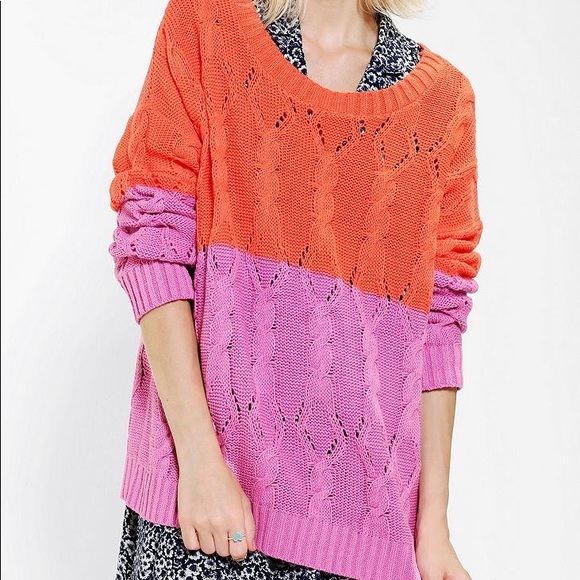 Urban Outfitters Sweaters - Urban Outfitters Cableknit Color-Block Sweater